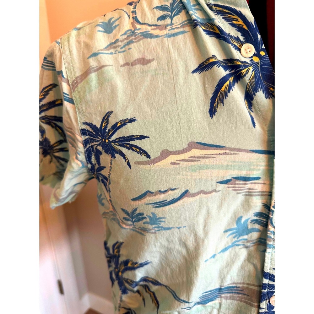 O'Neill Boys XL Light Blue /Tropical Palm Tree / Short Sleeve Button Down Shirt - Picture 4 of 7